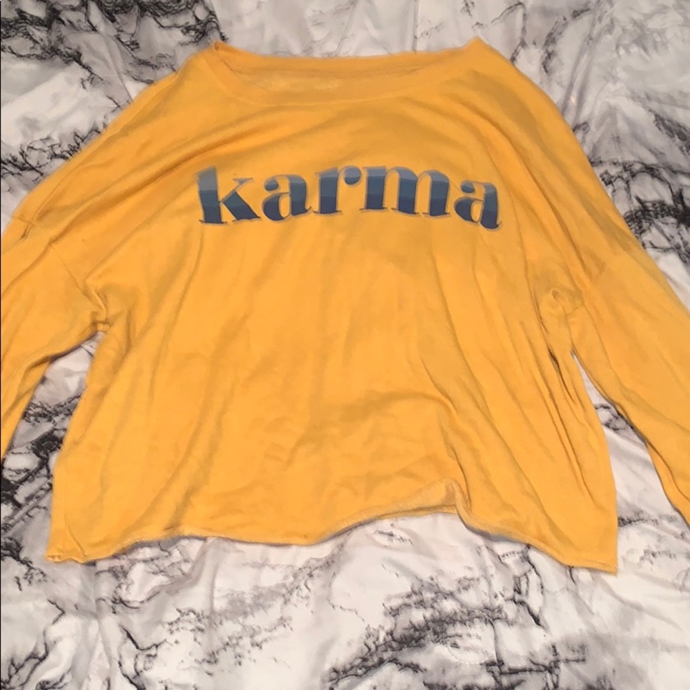 Yellow “Karma” slightly cropped long sleeve